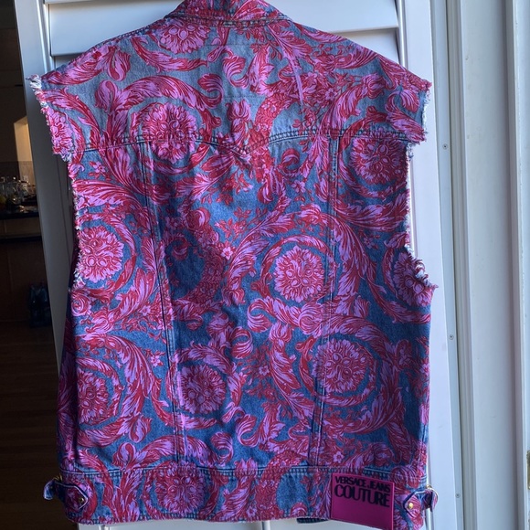 Versace Jeans Couture Pink Baroque Denim Vest - Picture 9 of 12